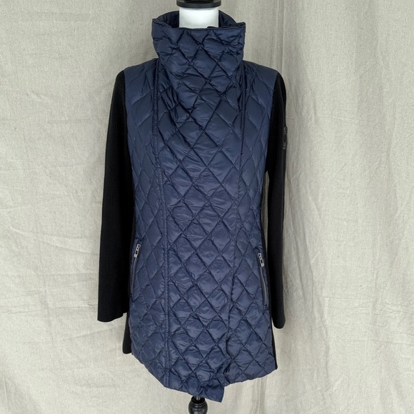 Calvin Klein Performance Premium Down Mock Neck Blue/Black Jacket Size M - Picture 1 of 10